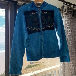 CBGB New York Blue Zip Up Hoodie Size L